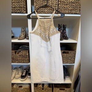 Lilly Pulitzer White Dress with Gold Crochet Detail